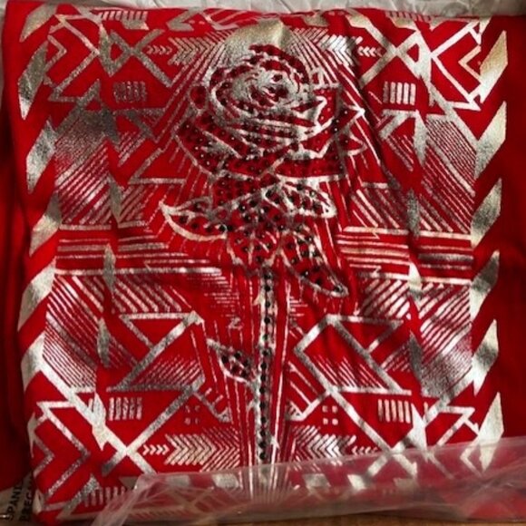 *NWT GUESS Red Rose Jeweled Tshirt - Women's Size XL - Picture 2 of 3